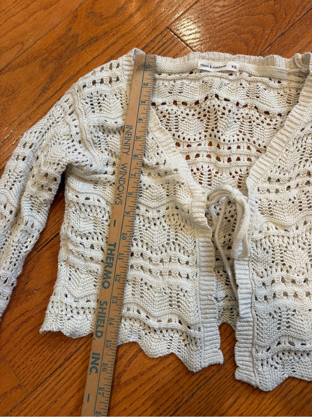 Moon & Madison Cream Crochet Cardigan XS Boho Lace Cropped Festival Cottagecore - Picture 4 of 5